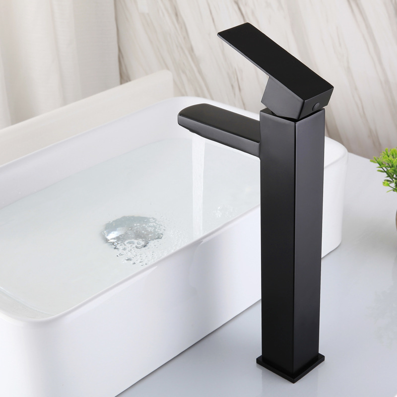 Single lever black stainless high sink faucet hot cold mixer tap