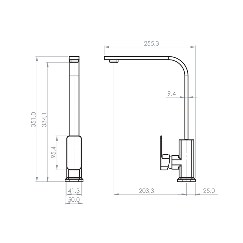 Deck Mount Single Handle Square Zinc Alloy Kitchen Faucet(griferia de cocina)