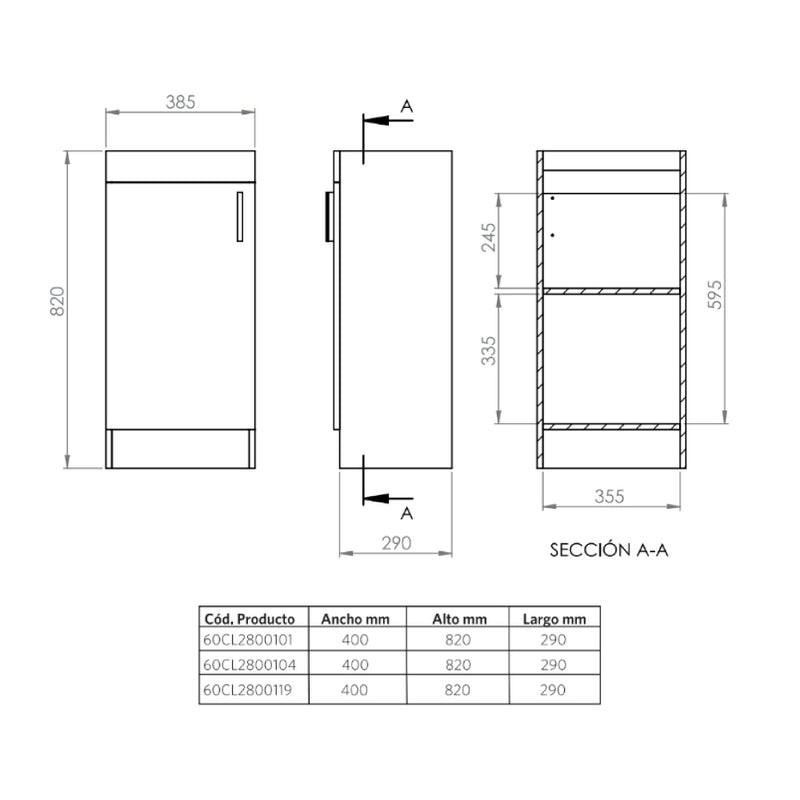 400mm Free Standing Single Vanity Unit