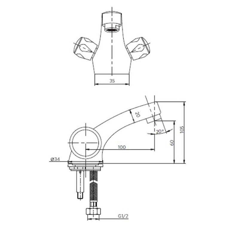 One Hole Double Handle Lavatory Faucet Basin Mixer(griferia)