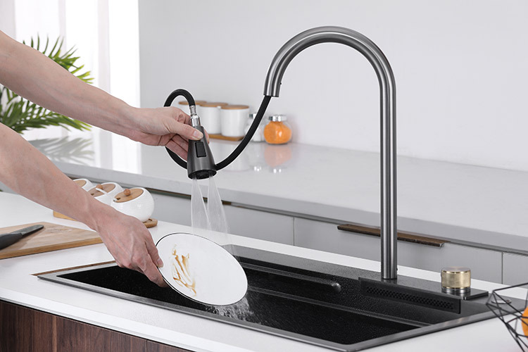 Waterfall Stainless Kitchen Sink Rainfall Faucet(grifos)