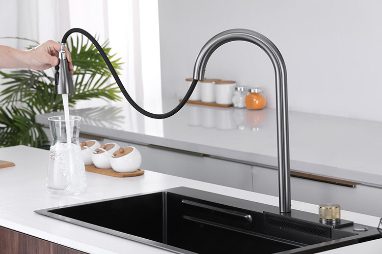 Waterfall Stainless Kitchen Sink Rainfall Faucet(grifos)