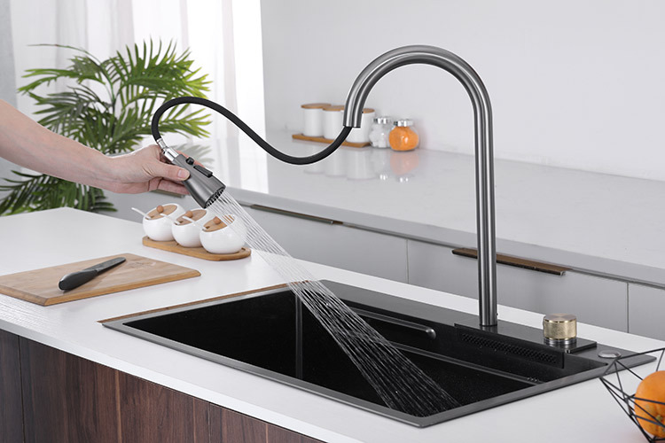 Waterfall Stainless Kitchen Sink Rainfall Faucet(grifos)