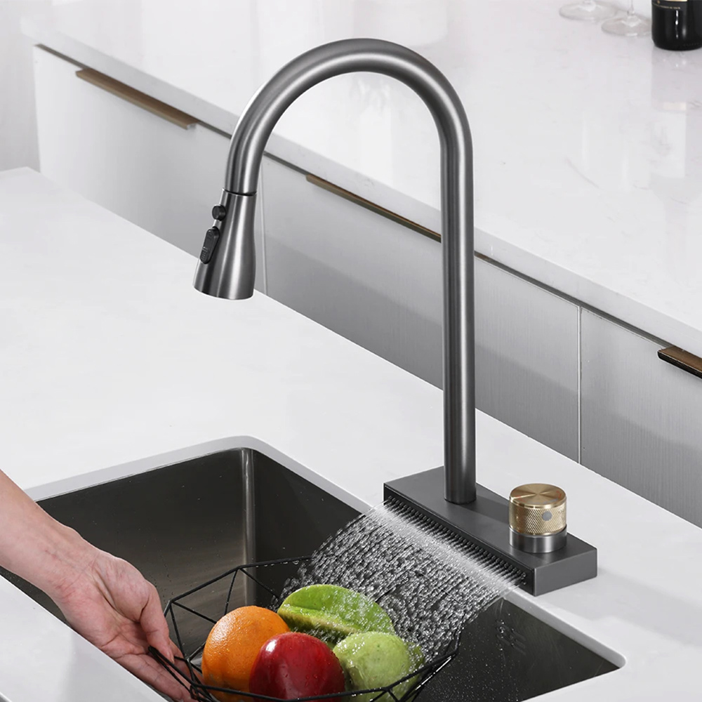 Waterfall Stainless Kitchen Sink Rainfall Faucet(grifos)