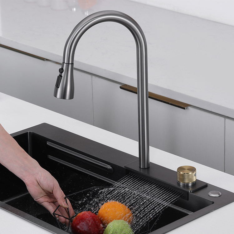 Waterfall Stainless Kitchen Sink Rainfall Faucet(grifos)