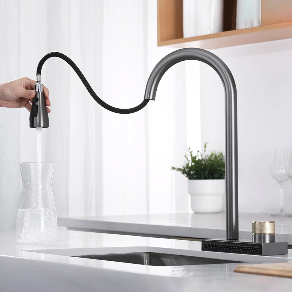 Waterfall Stainless Kitchen Sink Rainfall Faucet(grifos)