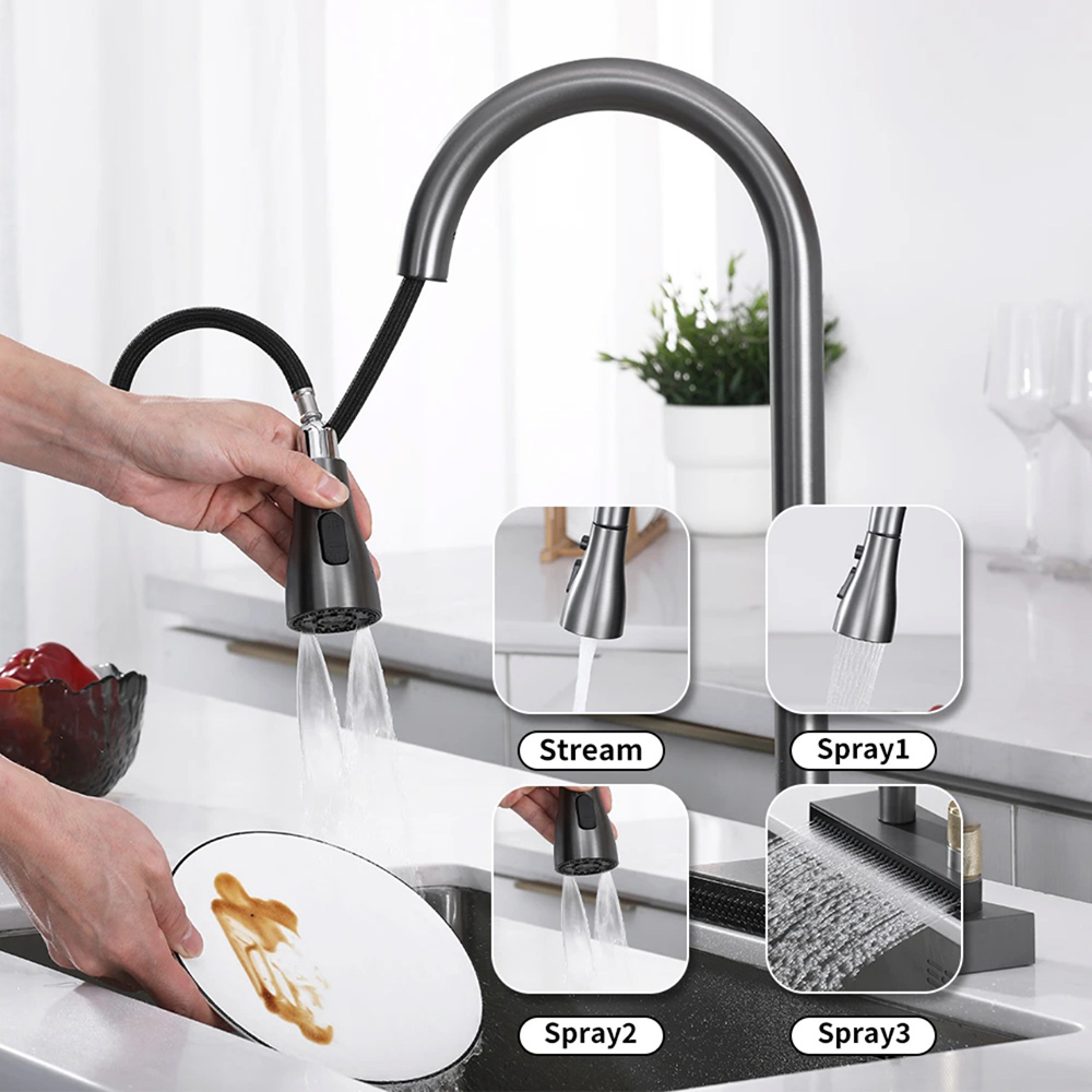 Waterfall Stainless Kitchen Sink Rainfall Faucet(grifos)