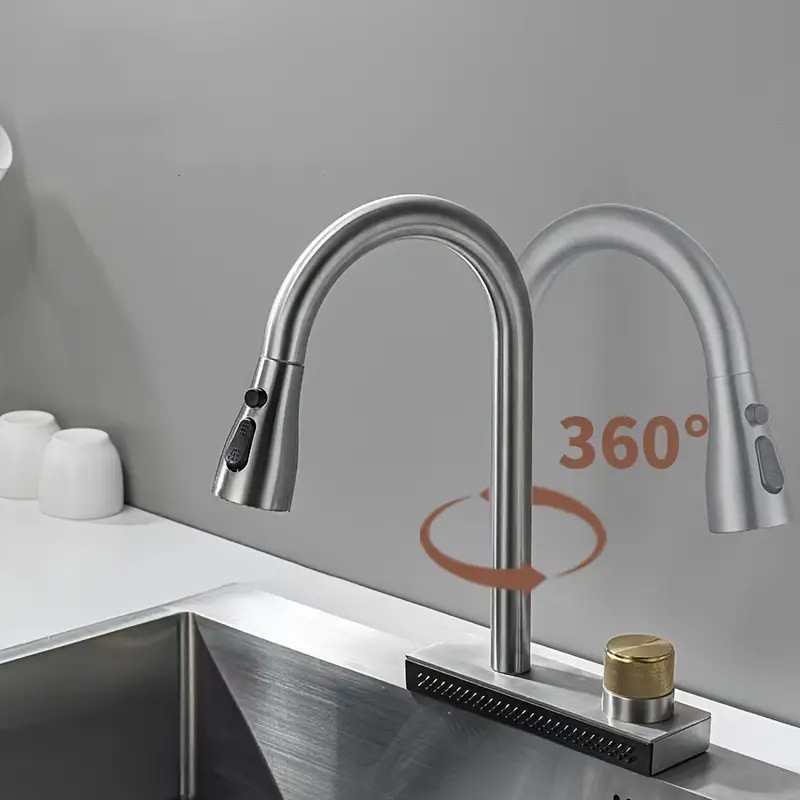 Waterfall Stainless Kitchen Sink Rainfall Faucet(grifos)