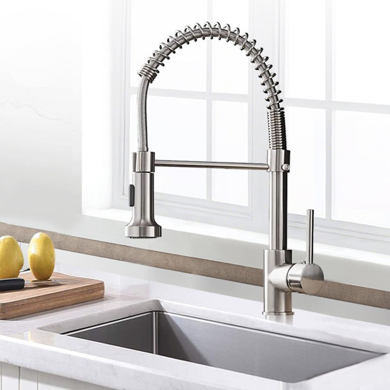 Brushed Nickel Kitchen Faucet With Pull Down Sprayer(grifos)