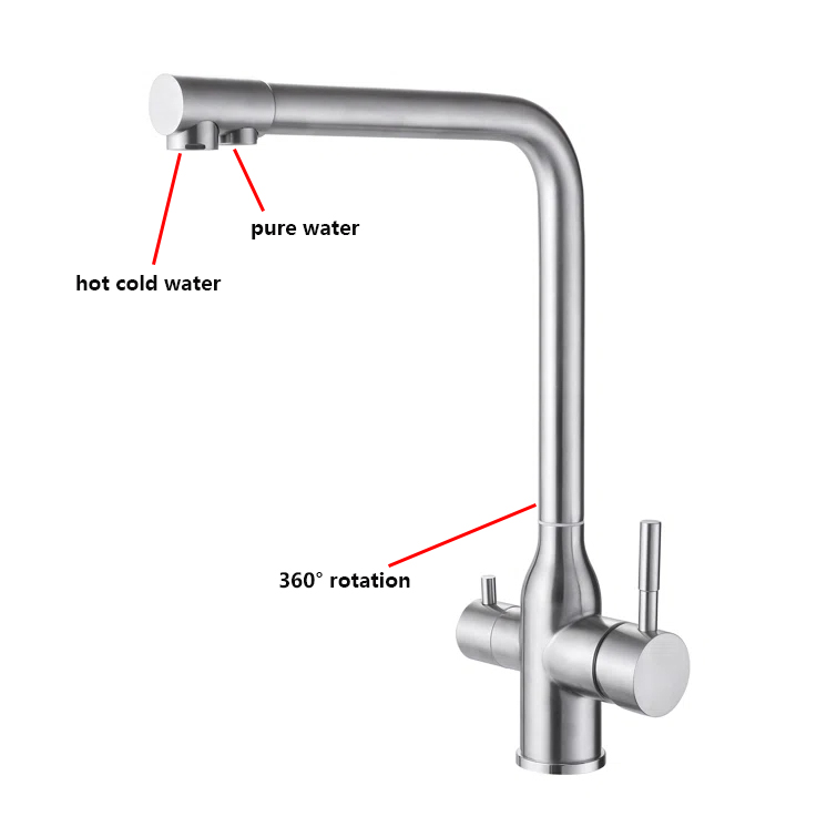 Pure Water From Tap Water Mixer Stainless Steel Kitchen Faucet griferia